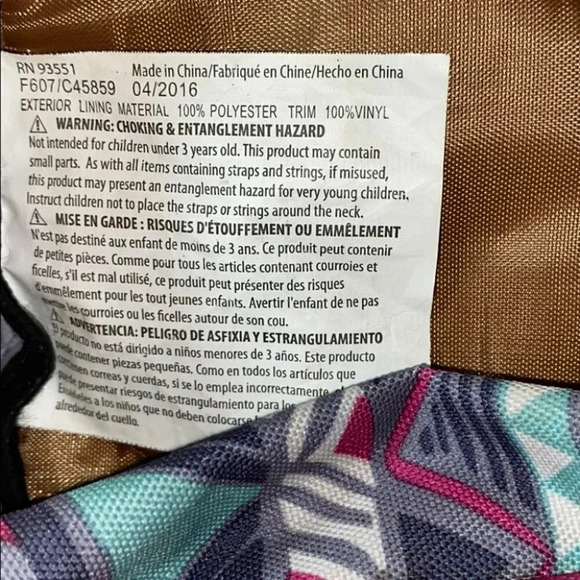 Aztec Southwest print 17” backpack blue pink Tan‎ NEW - Picture 4 of 7